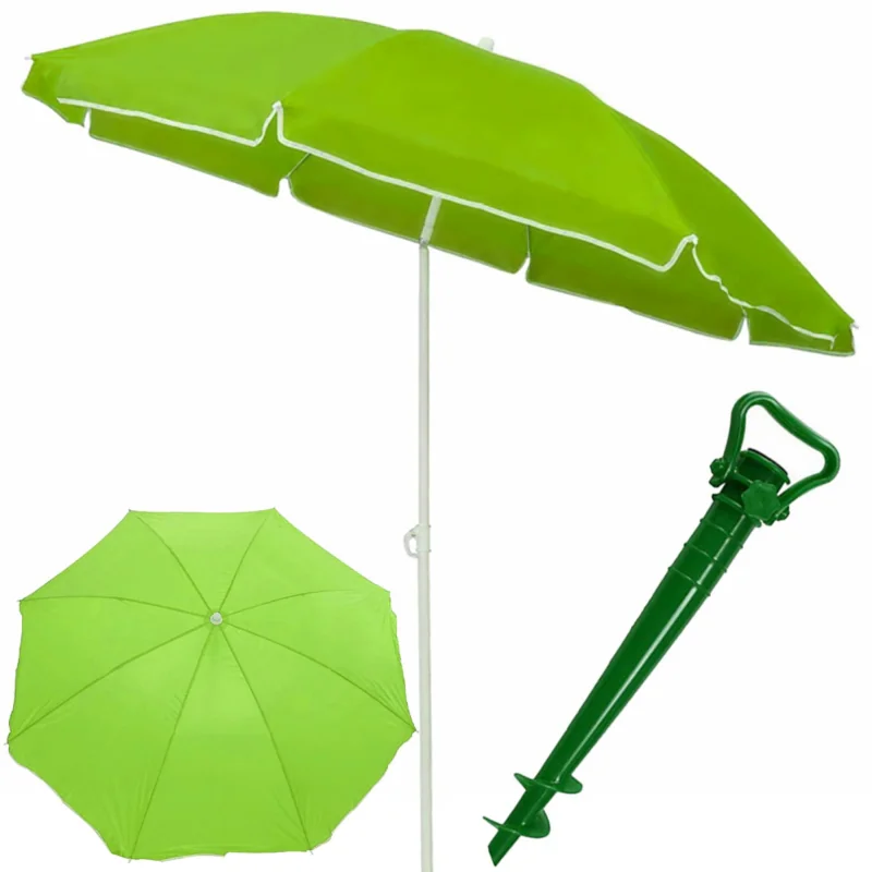 Parasol plażowy łamany 180cm Zielony + Świder