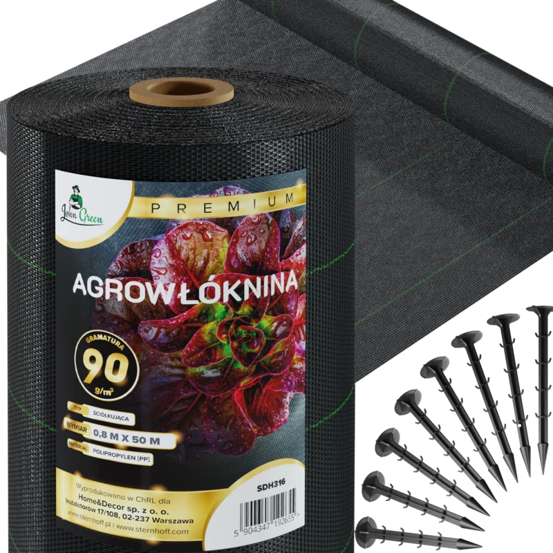 Agrowłóknina ściółkująca 90g/m2 0,8x50m 50 Szpilek