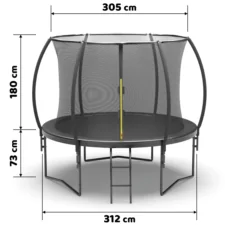 Trampolina ogrodowa BLACK + Drabinka 305cm 10ft