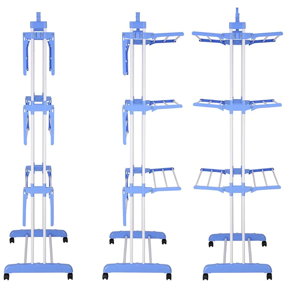 Suszarka na pranie na kółkach 3-poziomowa składana