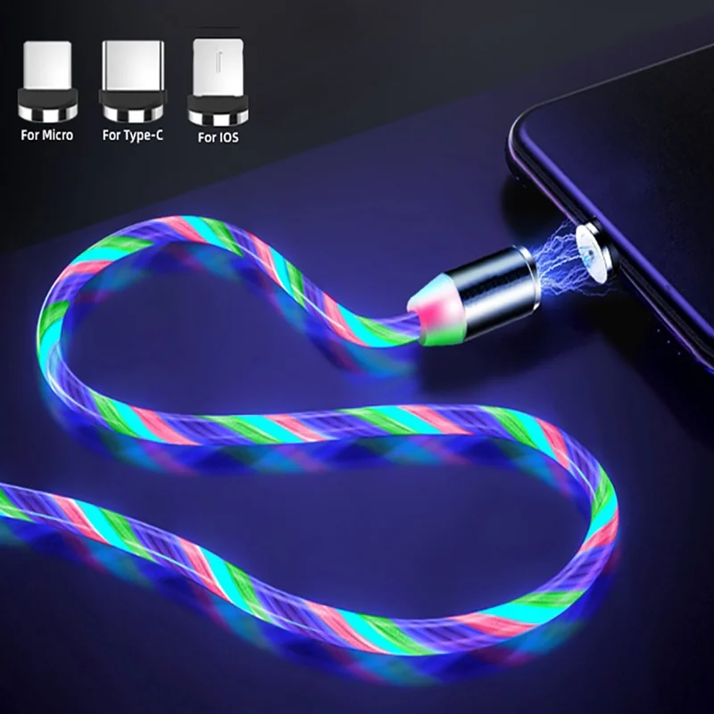 Kabel magnetyczny świecący RGB 3 końcówki