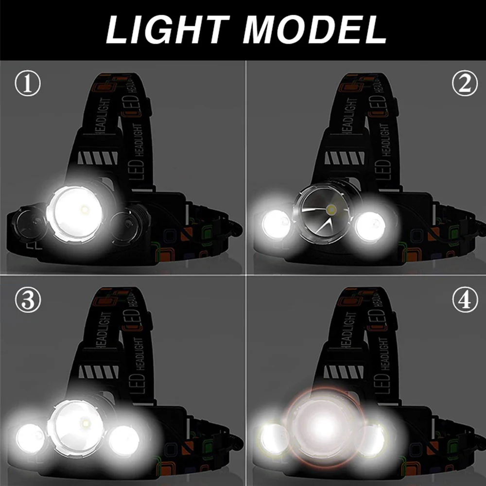 Latarka czołowa 3 LED czołówka akumulatorowa