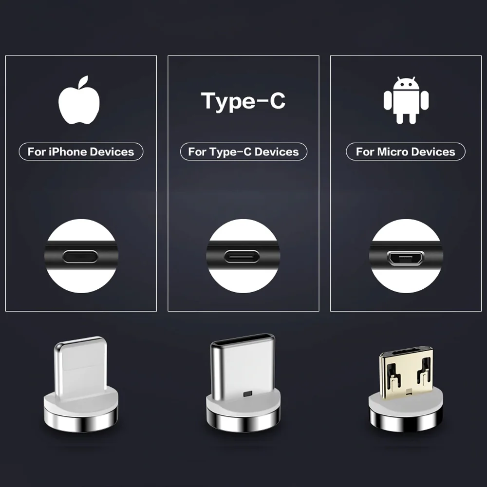 Kabel do ładowania telefonu magnetyczny 3 końcówki