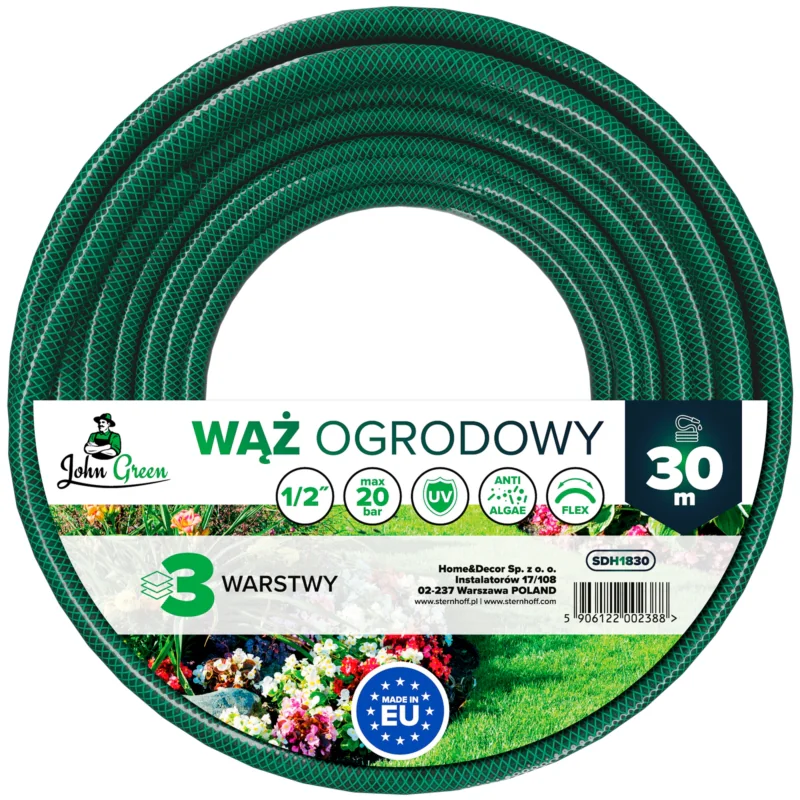 Wąż ogrodowy do podlewania 30m 1/2" 3-warstwowy