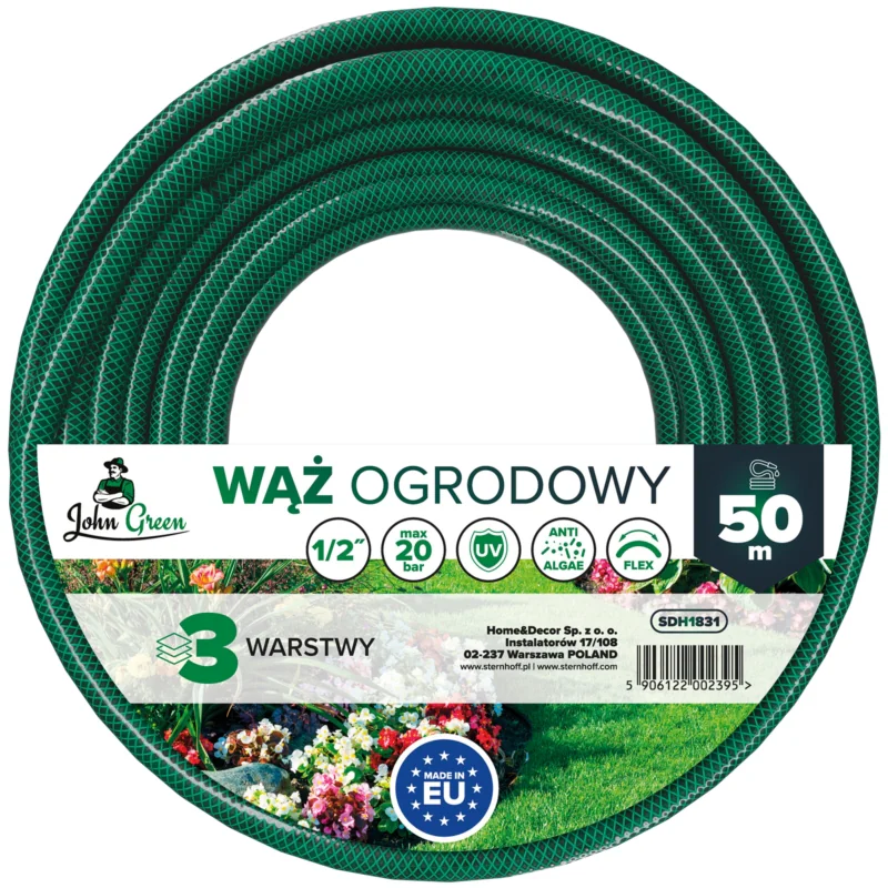 Wąż ogrodowy do podlewania 50m 1/2" 3-warstwowy