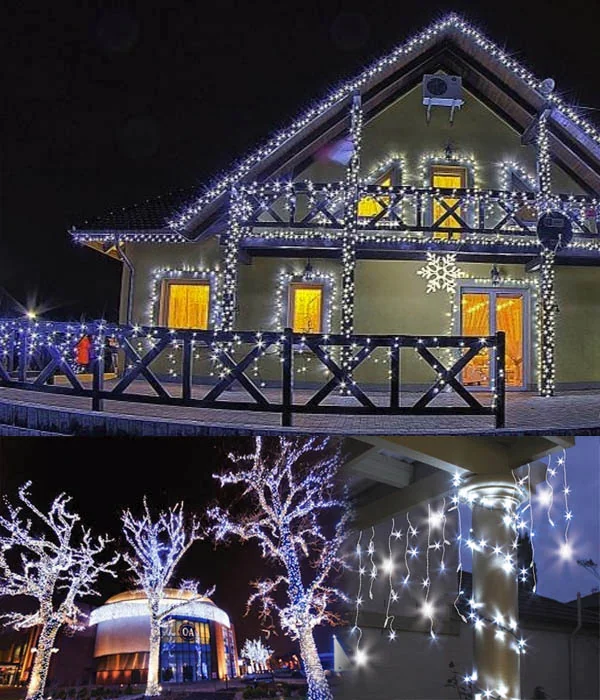 Sople lampki 100LED kurtyny świetlne Biały Zimny