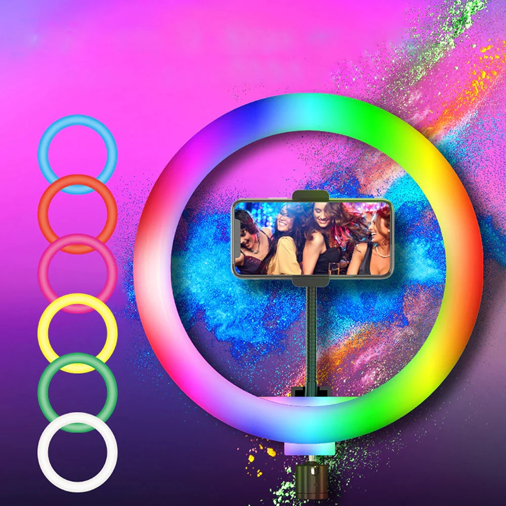 Lampa pierścieniowa do selfie RGB + Statyw + Pilot