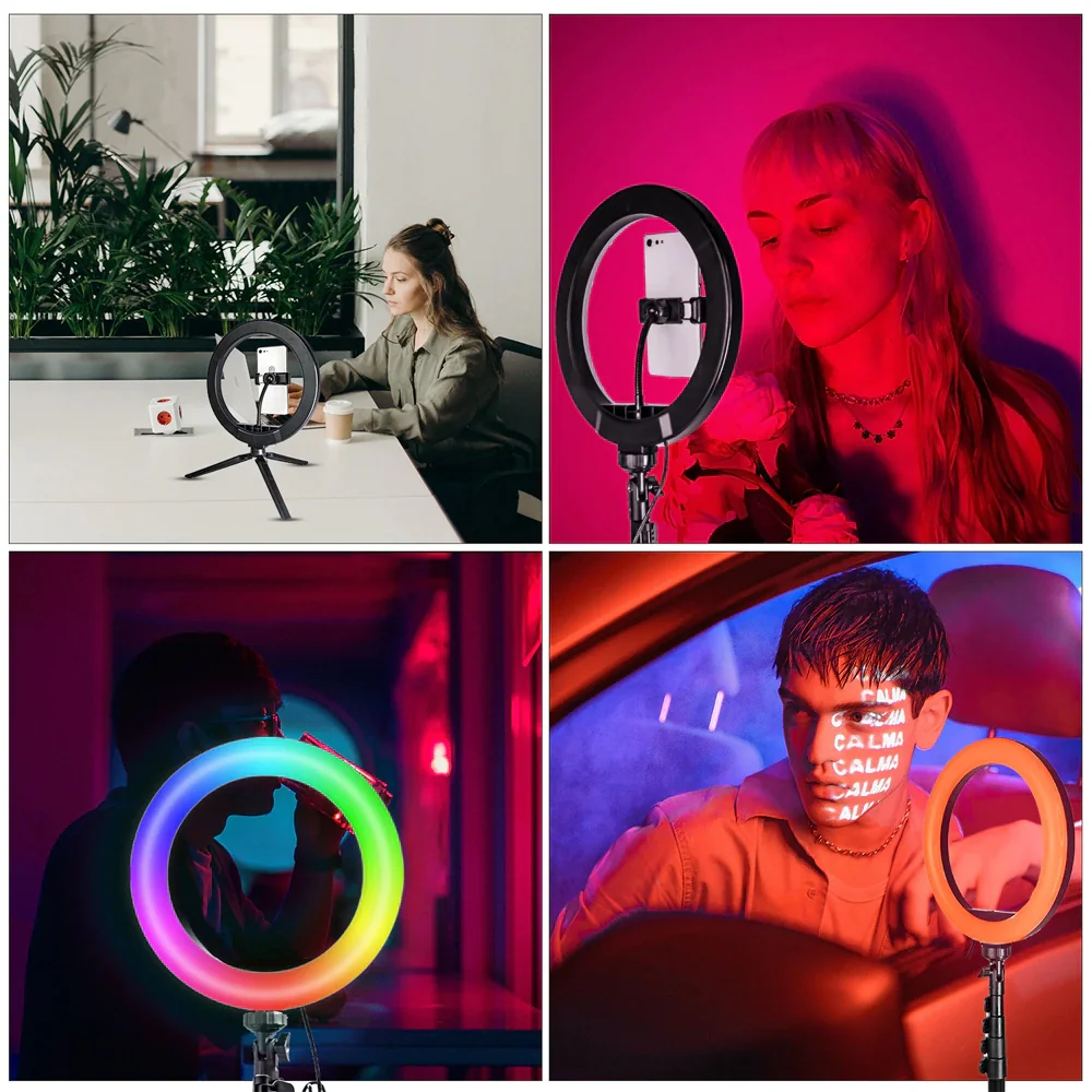 Lampa pierścieniowa do selfie RGB + Statyw + Pilot