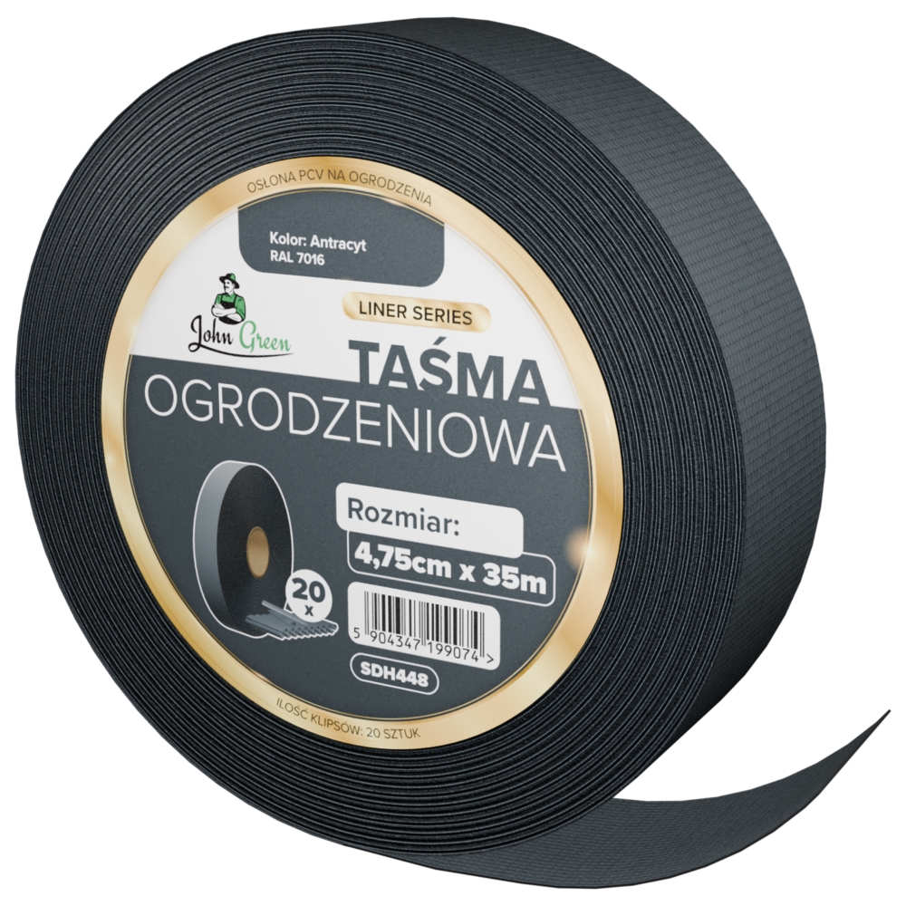 Taśma ogrodzeniowa 4,75cm x 35m Antracyt + Klipsy